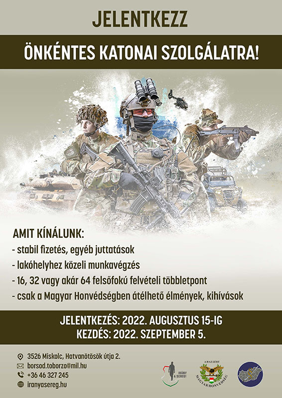 Jelentkezz Önkéntes Katonai Szolgálatra!